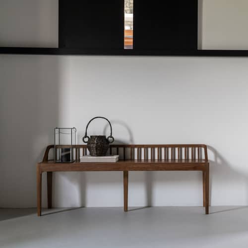 Spindle Bench wood brown / 150 cm - Recycled Teak - Ethnicraft - Teak - Recycled solid teak