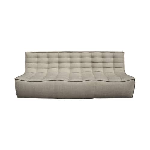 Canapé droit N701 tissu beige / 3 places - L 210 cm - Ethnicraft - Beige (tissu standard) - Bois, Mousse, Tissu
