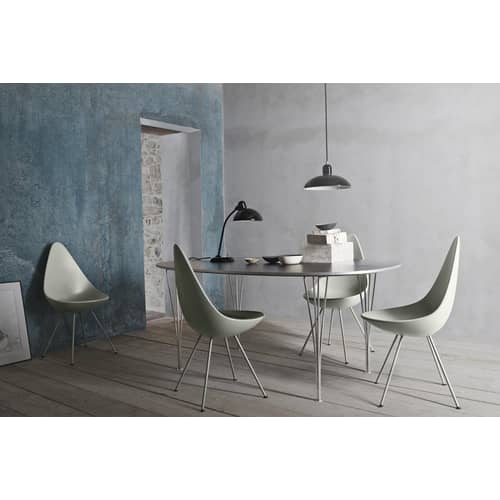 Chaise Drop plastique noir / Réédition 1958 - Fritz Hansen - Noir - Acier laqué, Nylon, Plastique ABS