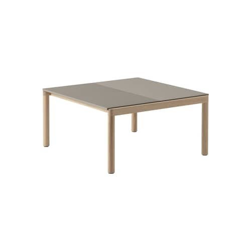 Couple Coffee table ceramic beige / 84.4 x 80 x H 40 cm - Reversible stoneware tabletop - Muuto - Taupe / Oak - Oiled oak, Stoneware