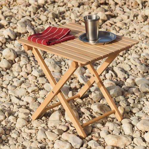 Klappbarer Beistelltisch Outdoor Market Hay / 41 x 52,5 x H 44 cm - Jasper Morrison - Holz natur - Holz
