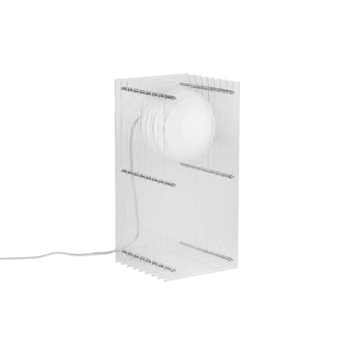 Lampe de table Lop Small Rectangle plastique transparent / Lauréat Archiproducts Design Award - BANG - Transparent - Acrylique, Inox, Verre