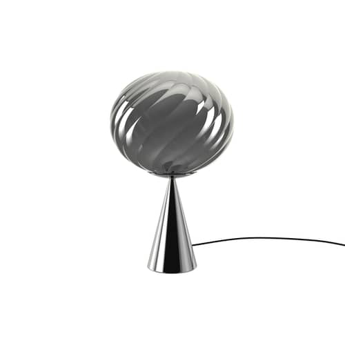 Lampe de table Whirl Cone Fat / LED - Ø 30 cm - Tom Dixon - Argent / Pied argent - Acier, Polycarbonate semi-métallisé