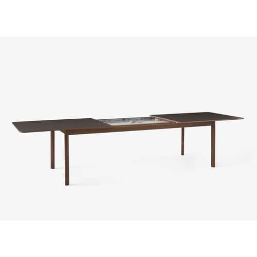 Table à rallonge Patch HW2 / Stratifié Fenix - L 240 à 340 cm - &tradition - Gris / Chêne fumé - Chêne fumé massif, Stratifié mat Fenix NTM®