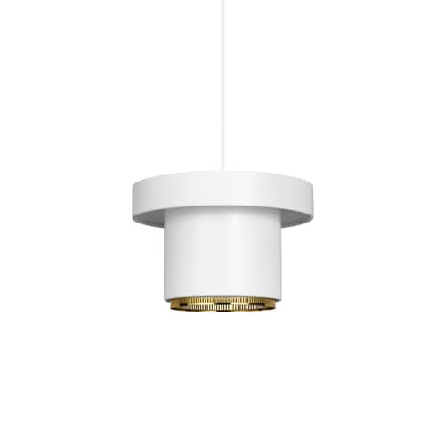 Pendelleuchte A201 metall weiß / Alvar Aalto, 1952 - ARTEK - Weiß / Messing - Stahl