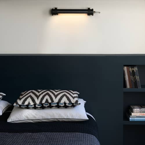 Applique salle de bains Purcell LED / Pour salle de bains - L 45 cm - SAMMODE STUDIO - Monture noire / Lamelles Bleu Pétrole - Acier inoxydable, Aluminium anodisé, Polycarbonate