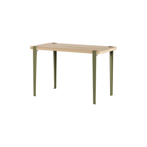 Lobo Rectangular table wood green / 120 x 60 cm - 2 to 4 people / Eco-certified Wood - TIPTOE - Oak / Khaki green Base, legs - Recycled particleboard with oak veneer, Steel