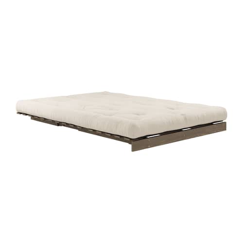Schlafcouch Roots holz beige / B 140 cm - 3 Positionen / Struktur Braun - KARUP - Beige 747 / Holz Braun - FSC-zertifizierte, lackierte Massivkiefer, Gewebe, Recycelte Mischfasern, Schaumstoff