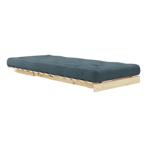 Dormiente Roots legno blu / Dormiente e letto occasionale - 3 posizioni / Struttura in Pino Chiaro - KARUP DESIGN - Blu petrolio 757 / Pino chiaro - Espanso, Fibre riciclate miste, Pino massello certificato FSC, Tessuto