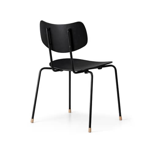 Sedia impilabile VLA26T - Vega Chair legno nero / Vilhelm Lauritzen, 1956 - CARL HANSEN & SON - Nero - Acciaio termolaccato, Compensato di rovere laccato