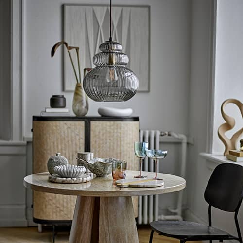 Sospensione Sybia vetro grigio / Ø 31,5 x H 33 cm - Bloomingville - Grigio fumo / Ottone - Vetro