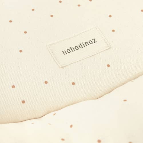 Spielteppich Playground textil beige / Ø 100 cm - NOBODINOZ - Sweet Home / Naturfarben mit Punkten - Organische Baumwolle, Polyester (OEKO-TEX® zertifiziert)