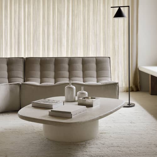 Table basse Elements / 134 x 96 x H 30 cm - Microciment - Ethnicraft - Blanc cassé - Microciment