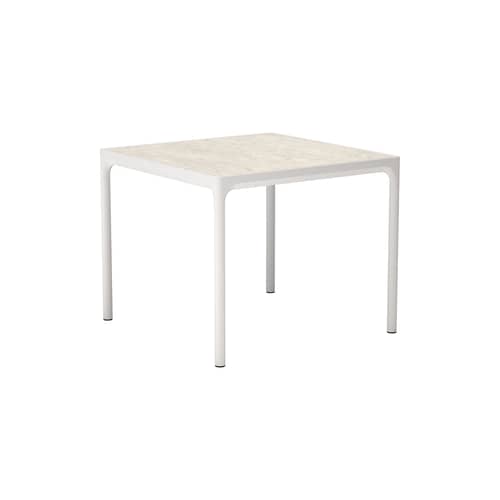 Table carrée Four Ceramic céramique blanc / 90 x 90 cm - Houe - Beige coquillage - Aluminium thermolaqué, Céramique