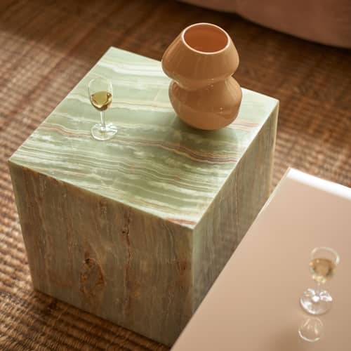 Table d\'appoint Onyx Marble Block / 35 x 35 x H 35 cm - HK LIVING - Marbre Onyx - Marbre, MDF