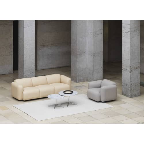 Tavolino Lunar pietra marrone / Ø 60 x H 45 cm - Marmo caffé - Normann Copenhagen - Marmo caffé / Alluminio lucidato - Alluminio fuso lucidato, Marmo