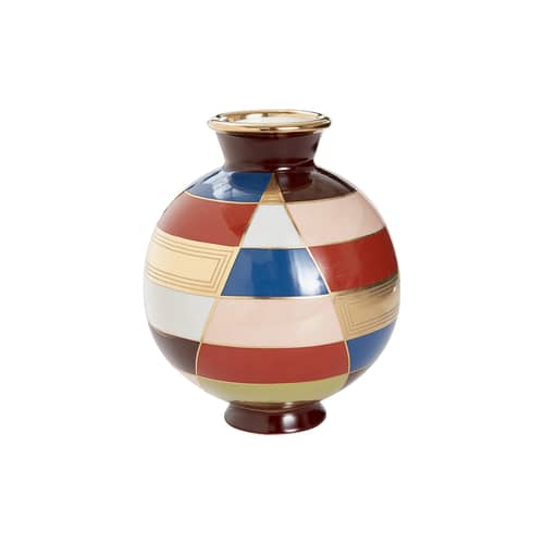 Torino Stripes Vase ceramic multicoloured / Ø 20 x H 24 cm - Porcelain - Jonathan Adler - Multicoloured - China