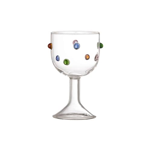 Verre à vin Thalia transparent / 250 ml - Bloomingville - Transparent / Multicolore - Verre soufflé bouche