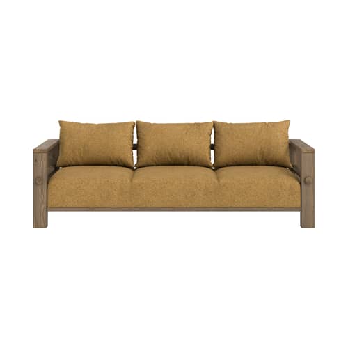 Canapé convertible Bare / Lit 1 place - L 225 cm - KARUP - Ocre doré (643) / Brun caroube (106) - Mousse haute résilience, Pin massif, Polyester