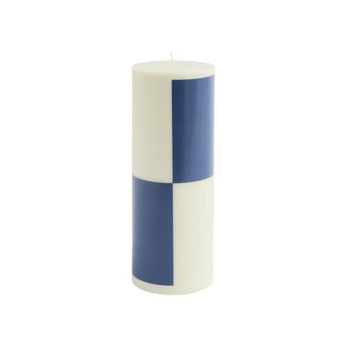 Bougie bloc Column cire multicolore / Ø 9 x H 25 cm - Hay - Vert Milky / Bleu foncé - Huile, Stéarine
