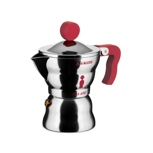 Cafetière italienne Moka métal rouge / 1 tasse - Alessi - Alu & rouge - Fonte d\'aluminium, Résine thermoplastique