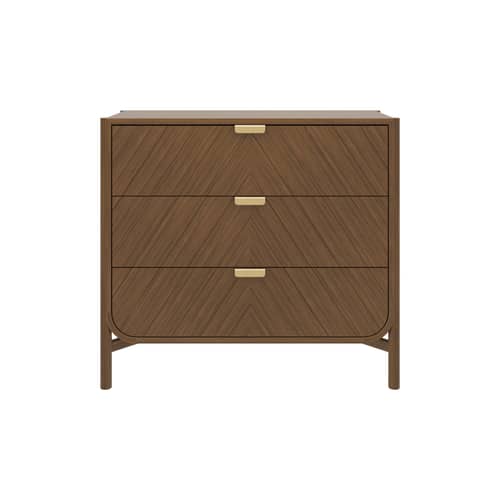 Marius Chest of drawers natural wood / L 100 x  H 90 cm - Hartô - Tinted oak / Brass handles - Brass, MDF veneer tinted oak, Tinted oak wood