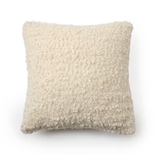 Coussin Bobble beige / Tissé main - 45 x 45 cm - Tom Dixon - Naturel - Laine bouclée recyclée, Polyester recyclé
