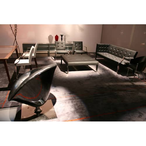 Fauteuil rembourré Costes cuir bois noir / Philippe Starck, 1984 - Driade