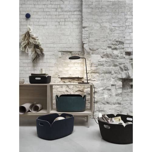 Korb Restore textil schwarz / Filz - 35 x 48 cm - Muuto - Schwarzgrau - Filz, recycelt