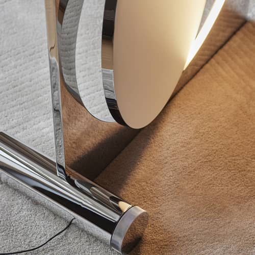 Lampe à poser Moonsetter LED métal / L 64 x H 60 cm - Edition limitée - Louis Poulsen - Chromé & blanc - Fonte d\'aluminium, Silicone