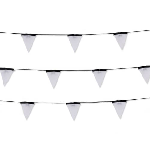  Lichtgirlande im Freien Sagra LED textil weiß schwarz LED / 6 Stoffwimpel - für Haus und Garten - Seletti - Girlande / schwarz & weiß - Polyester-Gewebe, Polykarbonat, PVC
