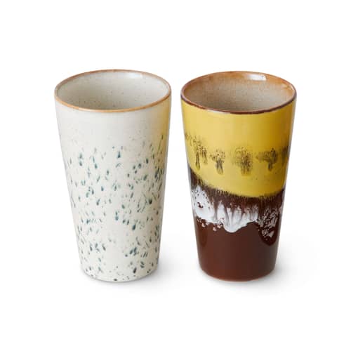 Set de 2 mugs 70s ceramics / 30 cl - HK LIVING - Brine - Grès émaillé