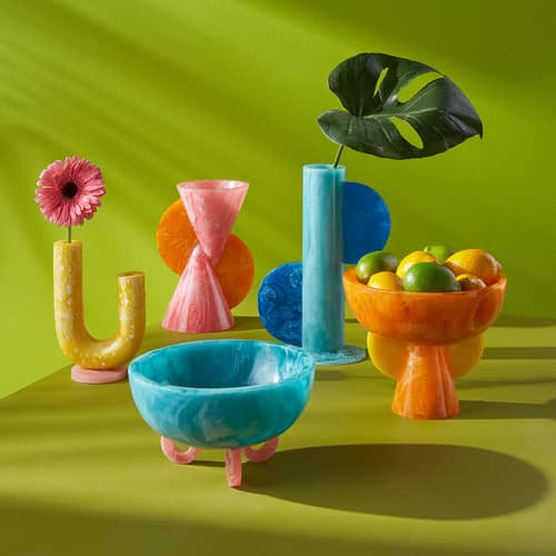 Mustique Pedestal Bowl plastic material orange / Ø 23 x H 21.5 cm - Acrylic - Jonathan Adler - Orange & Yellow - Acrylic
