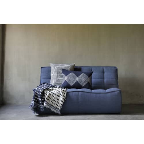 Divano destro N701 tessuto blu / L 140 cm - Tessuto - Ethnicraft - Blu - Espanso, Legno, Tessuto