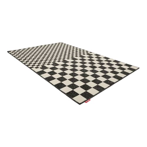 Carpretty Petit Outdoor rug textile beige / 230 x 160 cm - Fatboy - Square Affair / Charcoal grey & Cream - Woven polypropylene