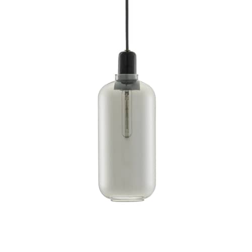 Amp Large Pendant glass stone grey black Ø 11 x H 26 cm - Normann Copenhagen - Smoked / Black marble - Glass, Marble