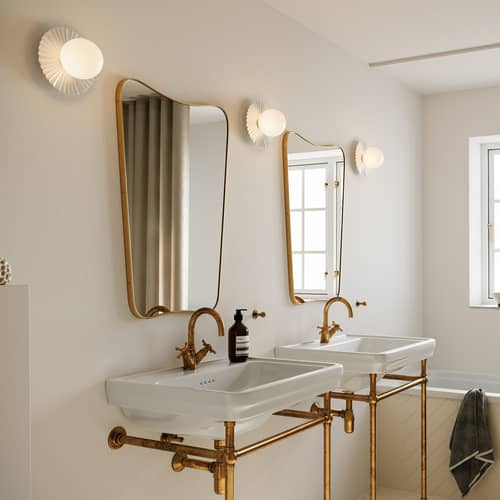 Applique salle de bains Liila Muuse Small / Plafonnier - Ø 20 cm - NUURA - Blanc / Blanc opalin - Aluminium, Verre soufflé bouche