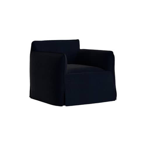 Poltrona imbottita Mimi tessuto blu - Hay - Blu nero (tessuto Turf) - Legno, Schiuma di poliuretano, Tessuto