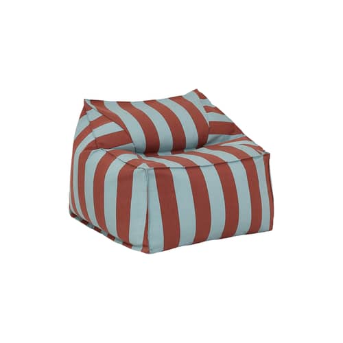 Pouf d\'extérieur Lenny - NOBODINOZ - Toffee & bleu / Rayé - Polystyrène expansé, Tissu acrylique