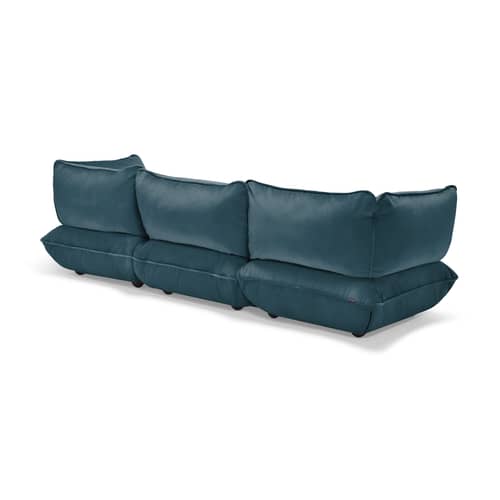 Divano destro Sumo Grand tessuto blu / 4 posti - L 301 cm / Velluto riciclato - Fatboy - Blu petrolio (velluto riciclato) - ABS, Acciaio, Polipropilene, Schiuma riciclata, Velluto riciclato
