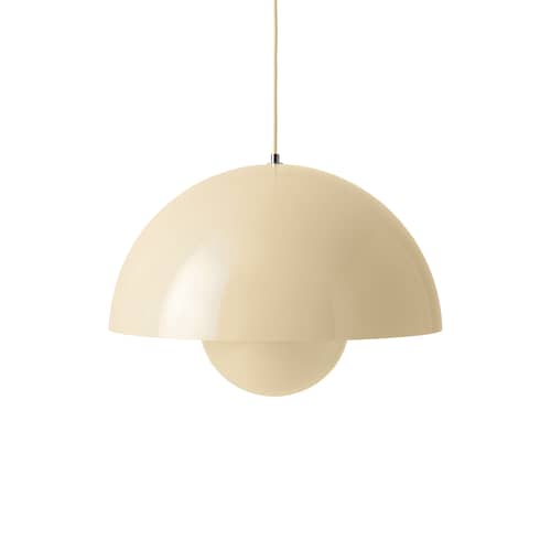Suspension Flowerpot Big VP2 métal beige / Ø 50 cm - By Verner Panton, 1968 - &tradition - Ivoire - Aluminium laqué
