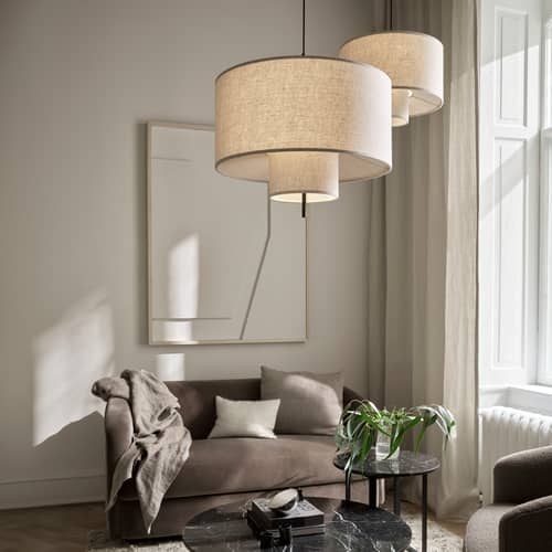 Suspension Margin / Ø 68 x H 44,5 cm - NEW WORKS - Beige - Acier, Tissu