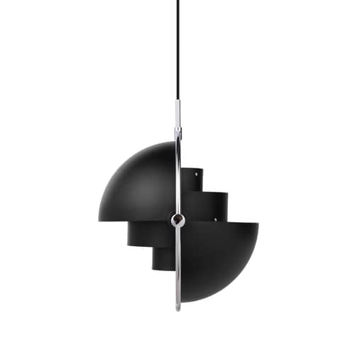Suspension Multi-Lite Small métal noir / Ø 25 cm - Modulable & orientable / Réédition 1972 - Gubi - Noir/ Cercle chromé - Métal