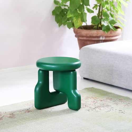 Table d\'appoint Plot bois vert / Ø 40 x h 45 cm - & klevering - Vert - Bois de tilleul massif