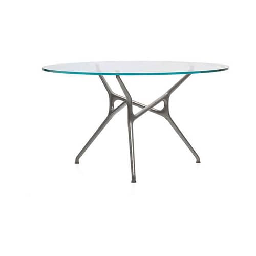 Table ronde Branch verre transparent / Jakob Wagner, 2012 - Ø 130 cm - Cappellini - Transparent / Chromé - Métal chromé, Verre