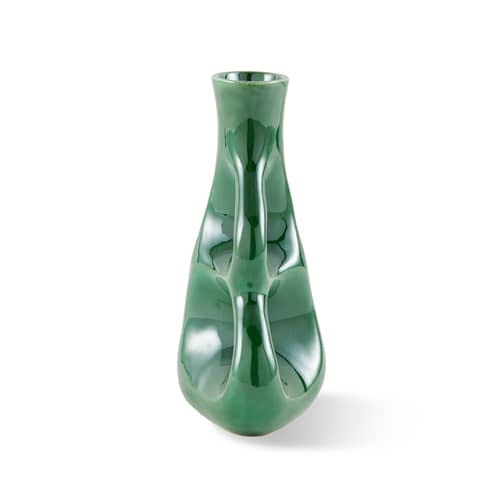 Vase Three Ears Small céramique vert / H 21 cm - POLSPOTTEN - Vert - Grès émaillé