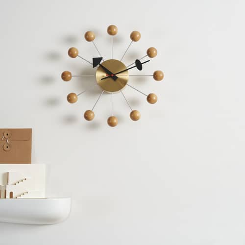 Vitra Ball Clock Wall clock - brass natural cherry tree | Made In