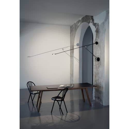 Applique Aaro LED métal noir / L 155 cm - Bras mobile - DCW éditions - Noir - Acier, Aluminium anodisé