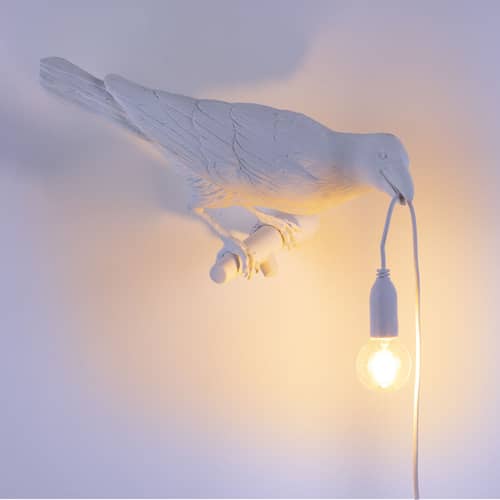 Applique d\'extérieur avec prise Bird OUTDOOR - Looking Right  - Seletti - Lampe / Blanc - Résine