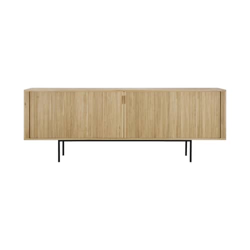 Buffet Roller Max bois naturel / l 224 x H 80 cm - Ethnicraft - L 224 cm - Chêne massif huilé, Métal